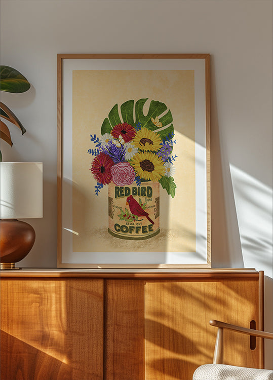 Fiori In Un Poster Di Lattina Di Caffè D'epoca