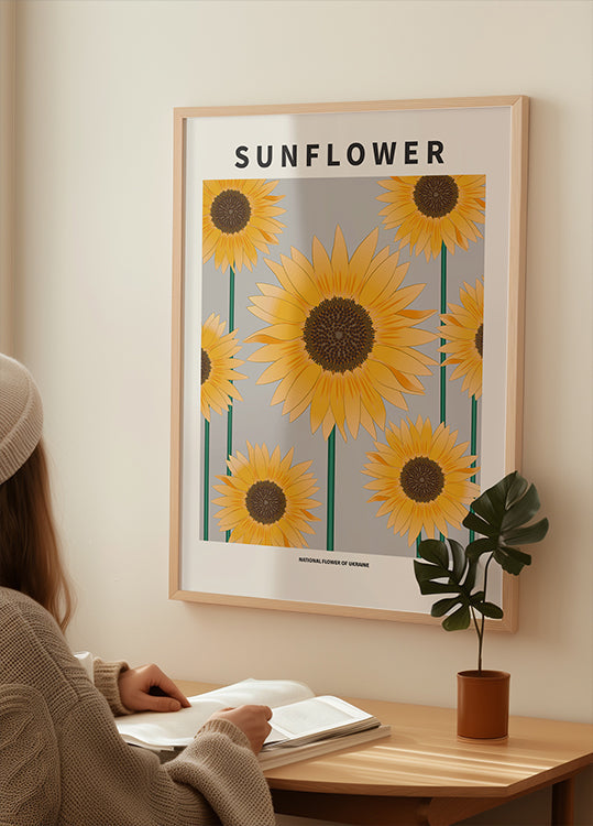 Girasole - Fiore nazionale e poster dell'Ucraina