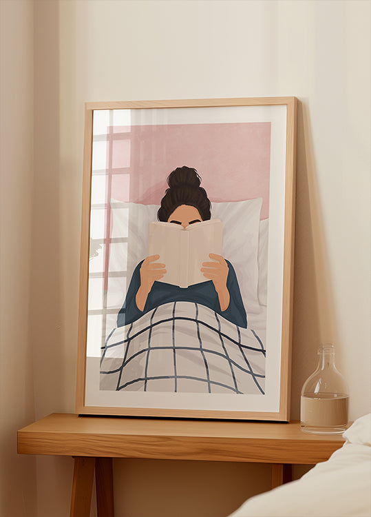 Ragazza che legge il poster di un libro
