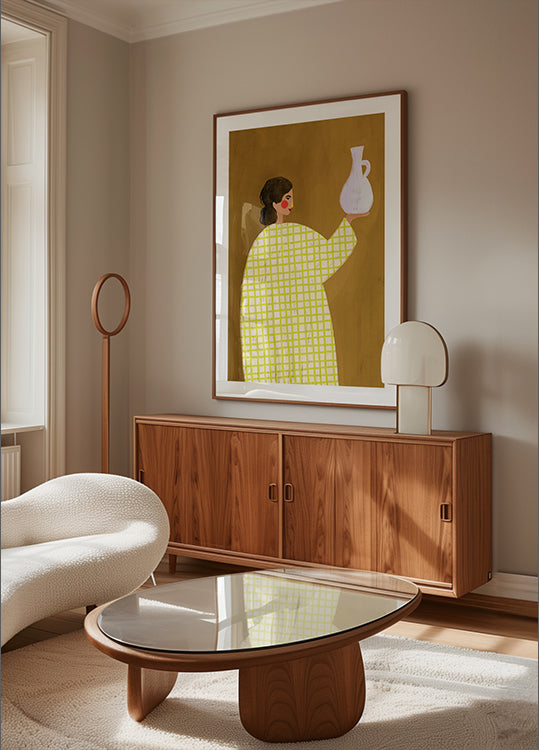 Il poster della donna con il vaso