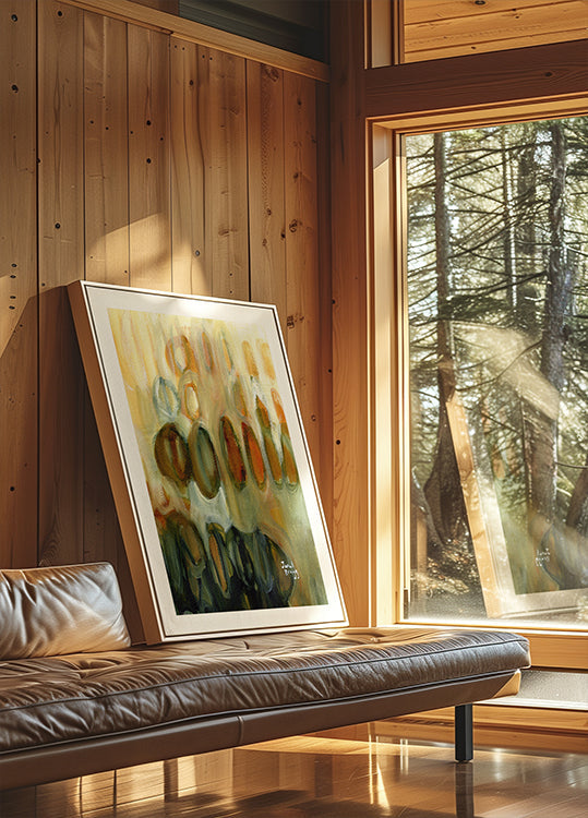 Poster astratto con ovali e oro II