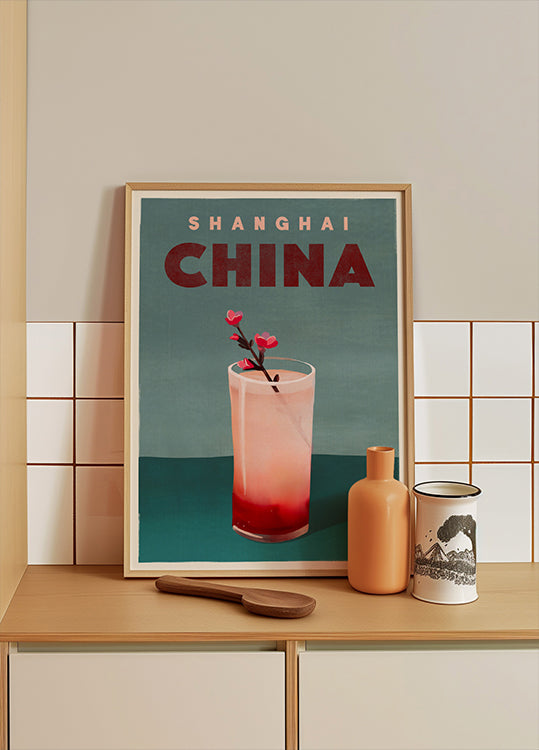 Poster di viaggio cocktail Shanghai Cina
