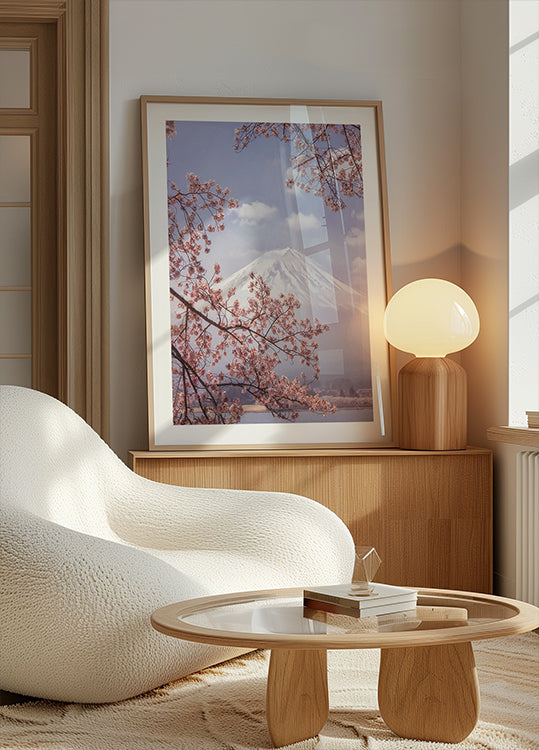 Poster del Monte Fuji tra i fiori di ciliegio