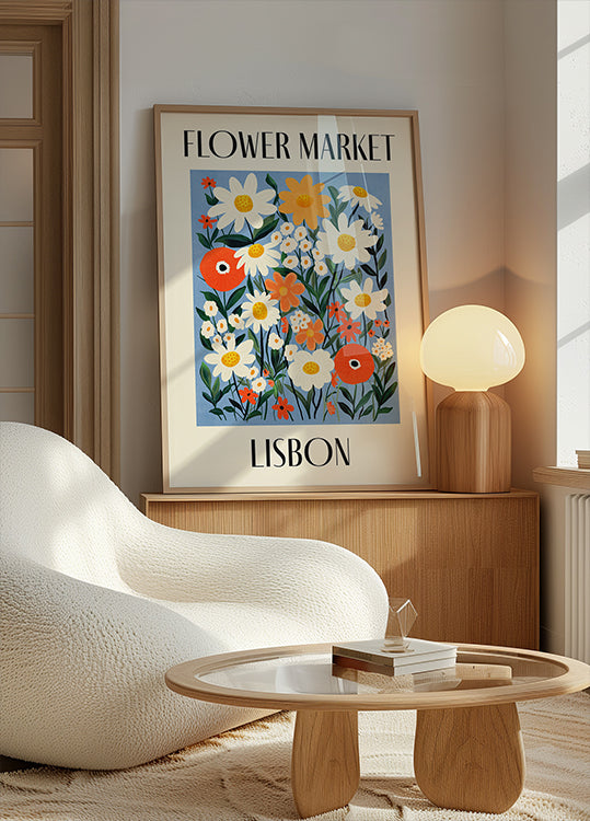 Poster del mercato dei fiori di Lisbona Portogallo