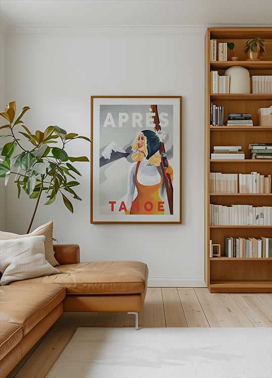 Apres Ski Lake Tahoe Poster vintage Pin Up Art