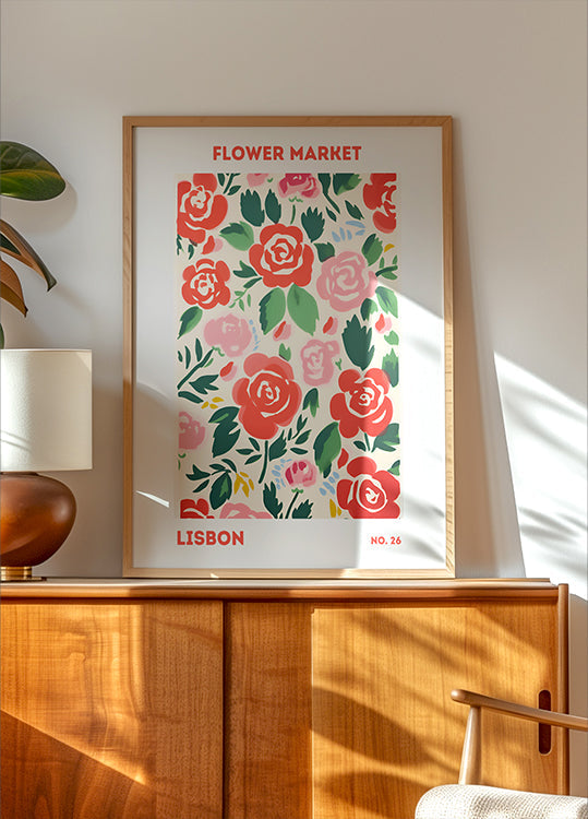 Poster del mercato dei fiori di Lisbona