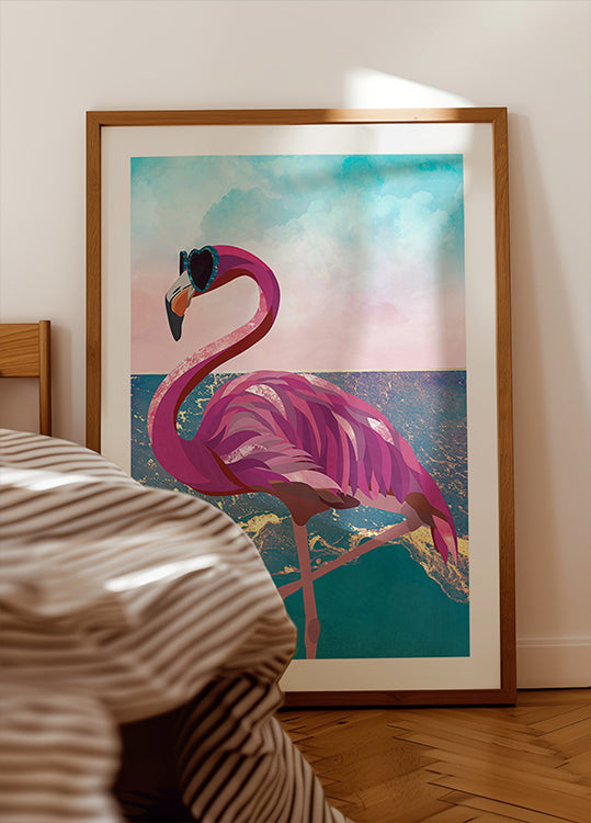 Flamingo va in spiaggia Poster
