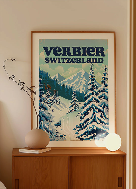 Verbier Switzerland Ski Poster Plakat - Posterbox
