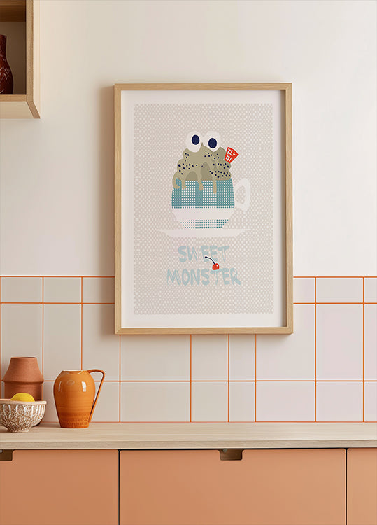 Poster di cupcake alla menta dolce mostro