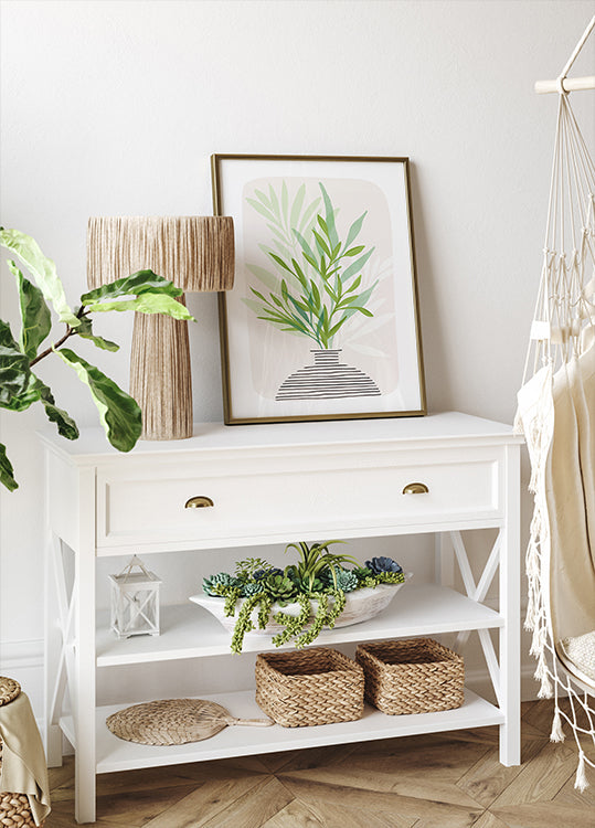 Poster dipinto di natura morta con ramo d'ulivo