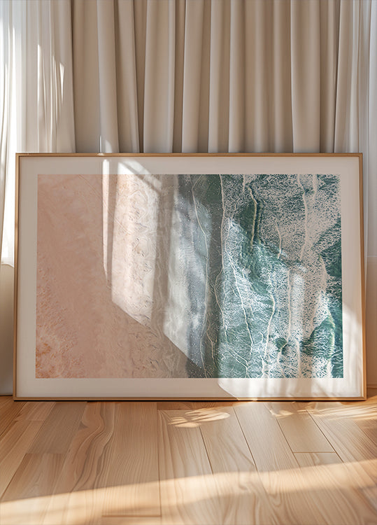 Poster costiero rosa e blu