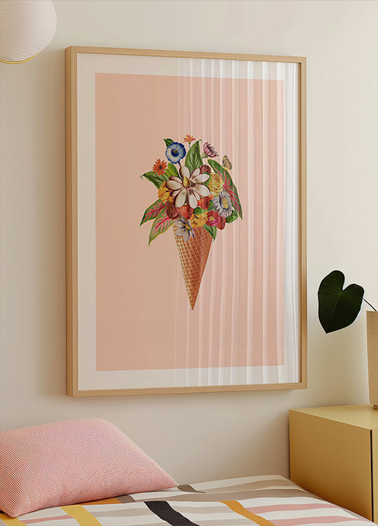 Poster di gelato rosa botanico