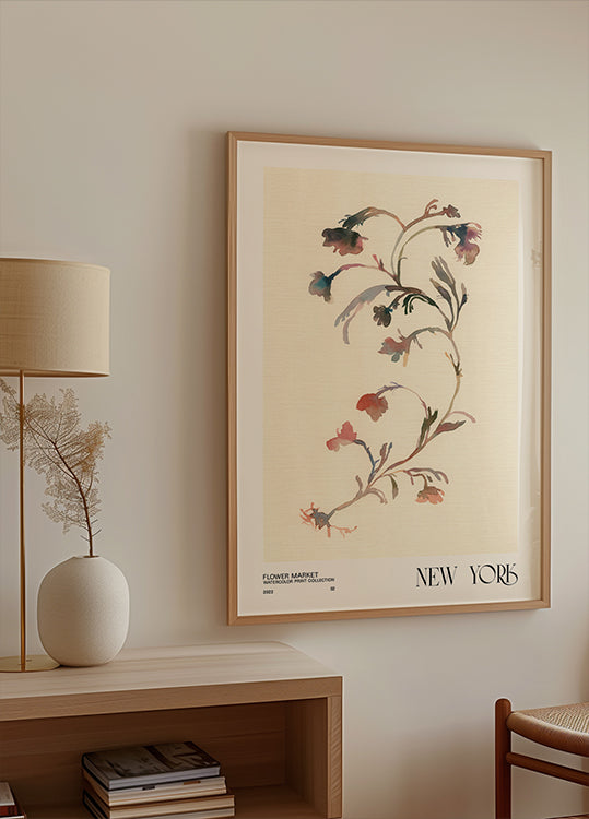 Collezione di stampe ad acquerello. Mercato dei fiori - New York