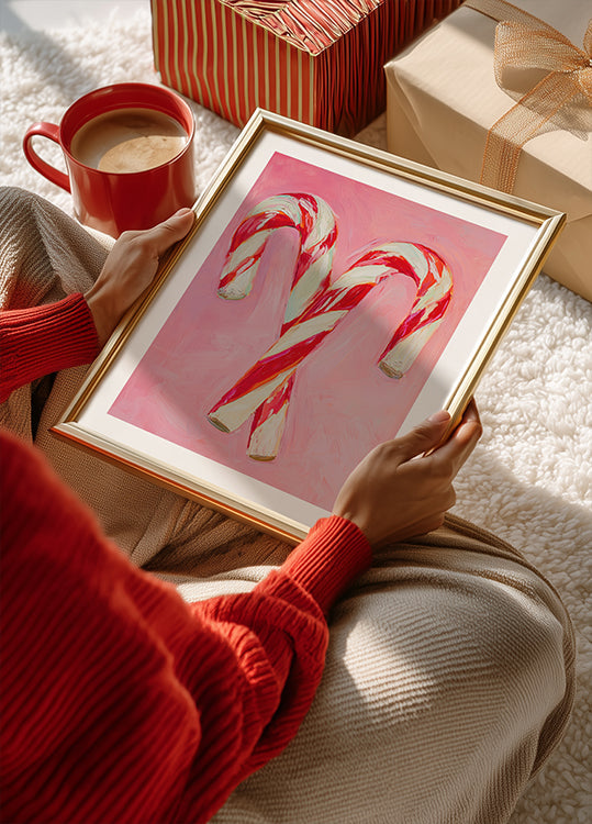 Poster di delizia con bastoncino di zucchero