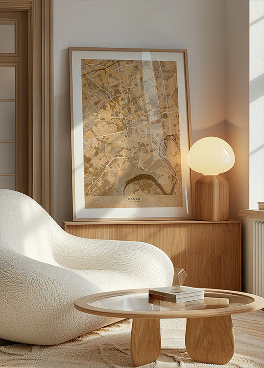 Mappa vintage seppia del centro di Francoforte in Germania (NUOVO)