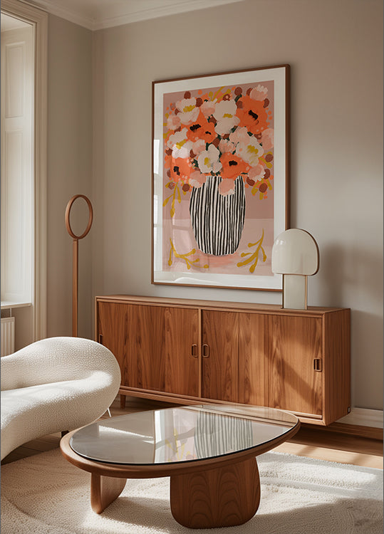 Poster di fioriture di vasi a strisce