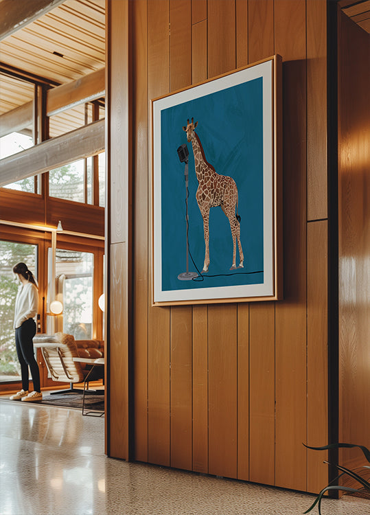 Poster Giraffa con microfono rosa 2 01
