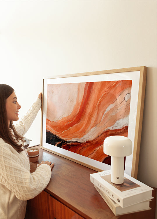 Poster effetto marmorizzato arancione e beige