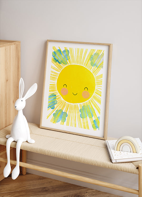 Poster di felicità con sorriso soleggiato