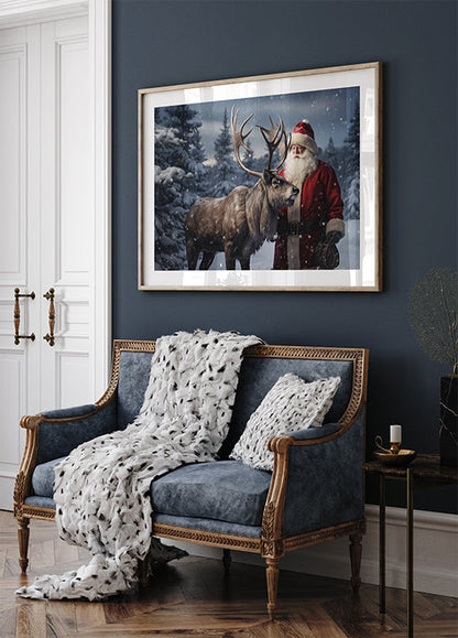 Poster di Babbo Natale con renne