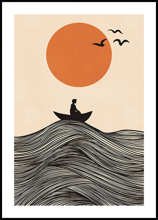 Boat and Sun Plakat - Posterbox