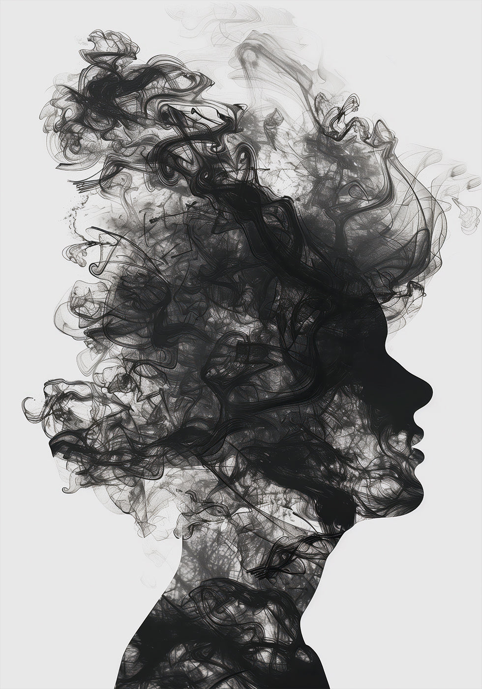 Poster astratto della silhouette che si dissolve - Posterbox.it