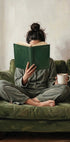 Emerald Green Woman Reading Poster - Posterbox