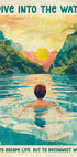 I Dive Into the Water Sunset River Plakat - Posterbox.dk
