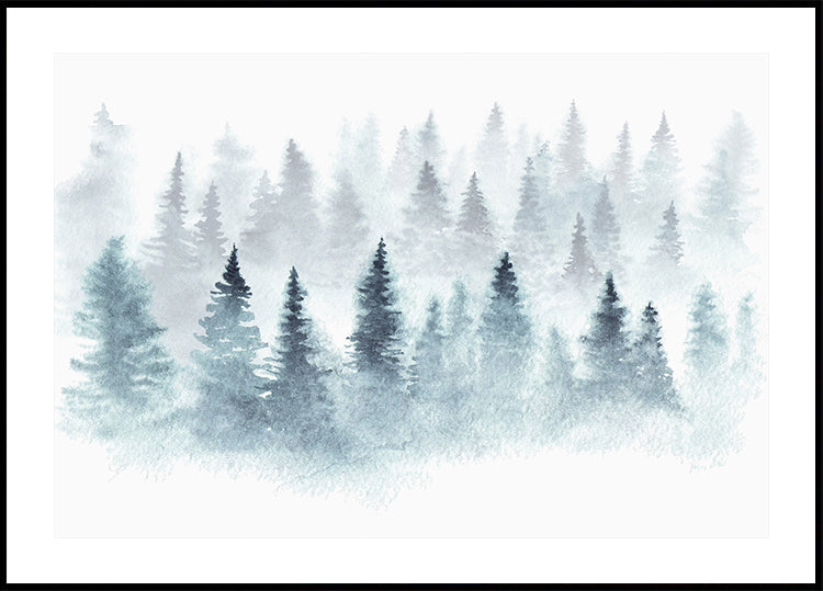 Misty Watercolor Forest Plakat - Posterbox.dk