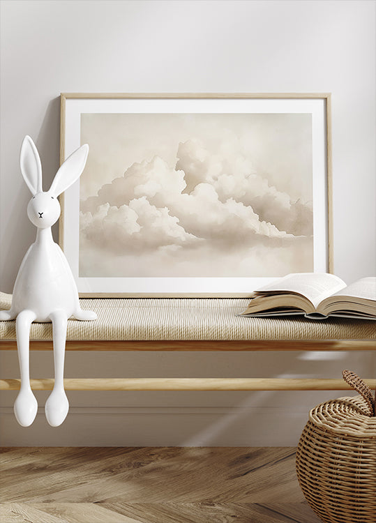 Poster acquerello con paesaggio nuvoloso neutro - Posterbox.it
