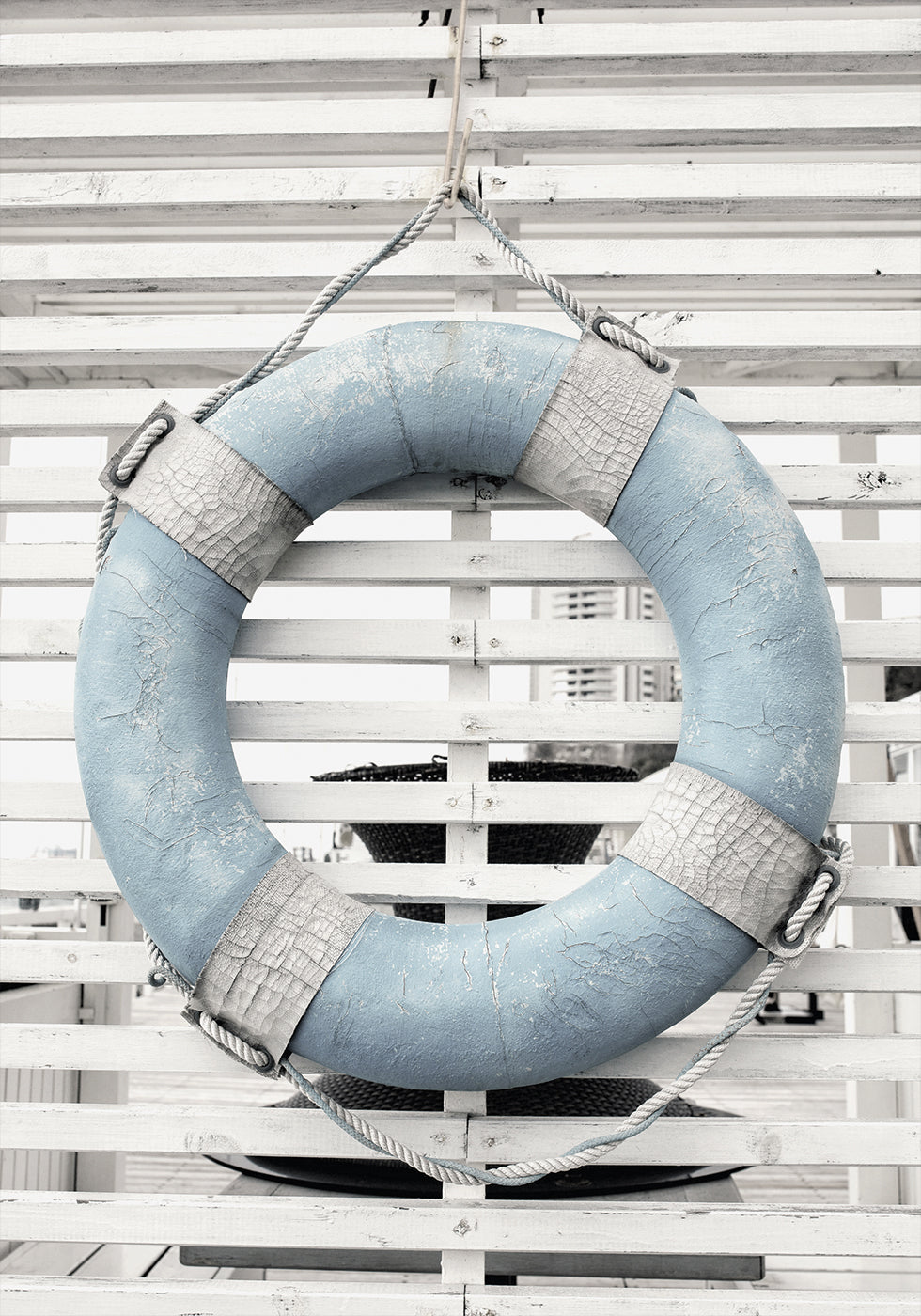 Retro Blue Lifebuoy Plakat - Posterbox.dk
