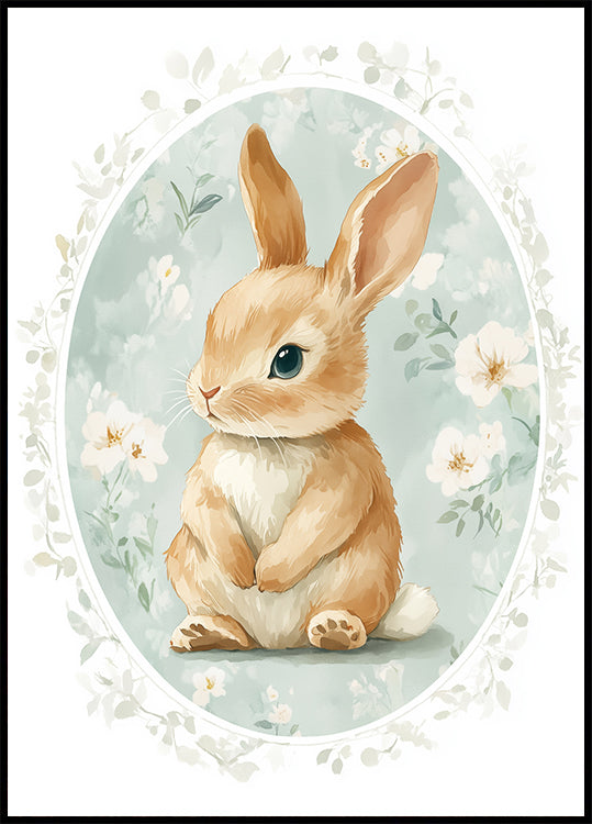Sitting Baby Bunny With Blue Eyes Plakat - Posterbox.dk