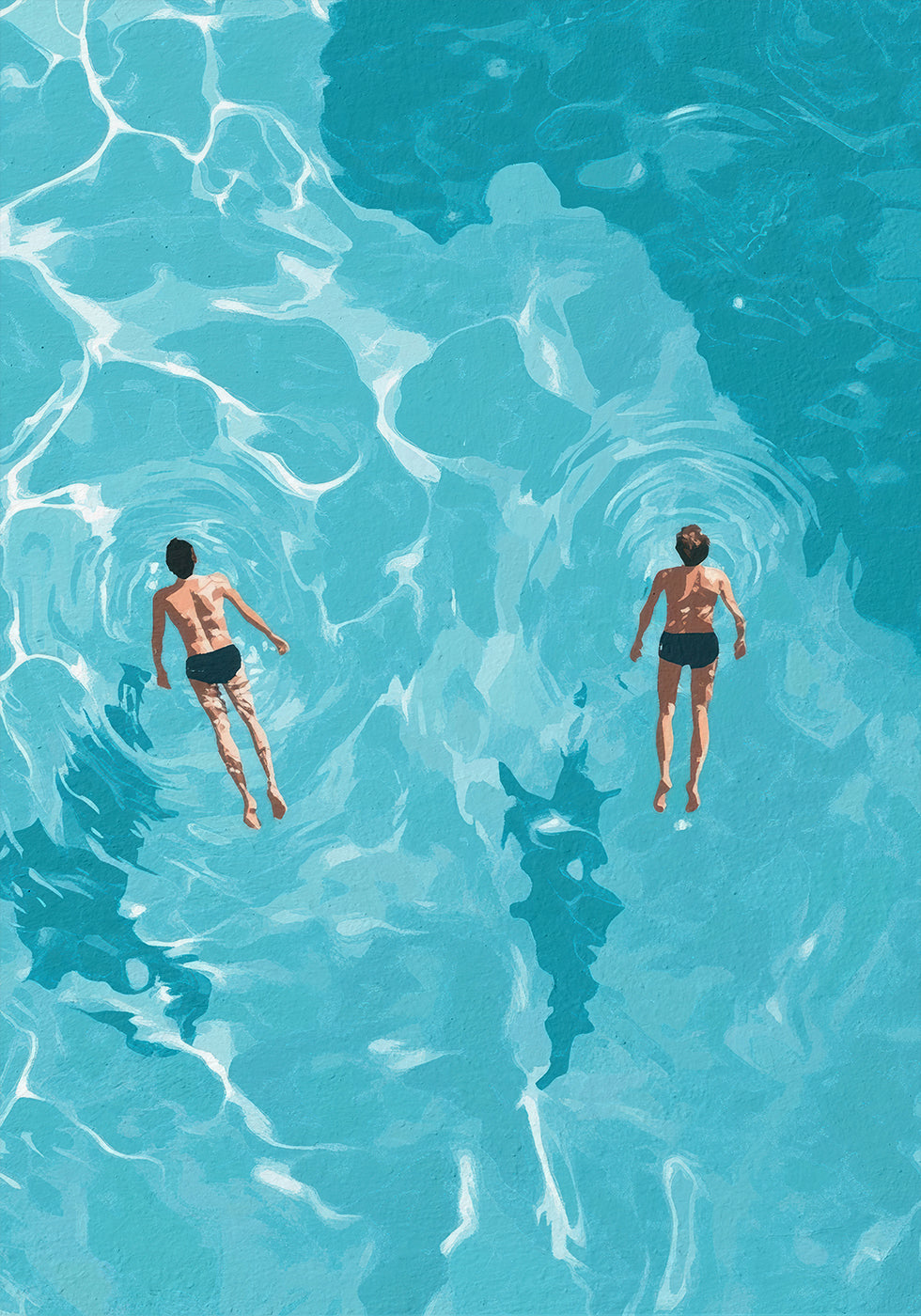 Swimmers in Blue Sea Plakat - Posterbox.dk