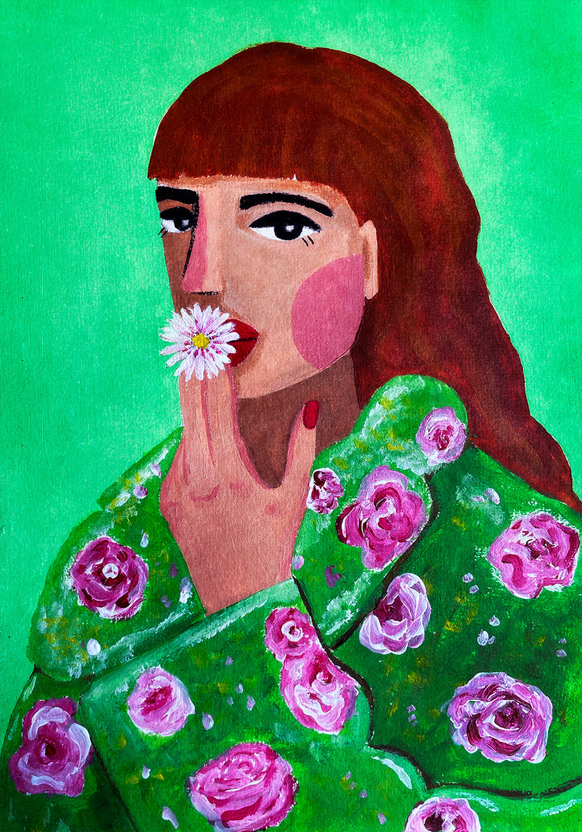 Woman Smoking a Flower Plakat - Posterbox