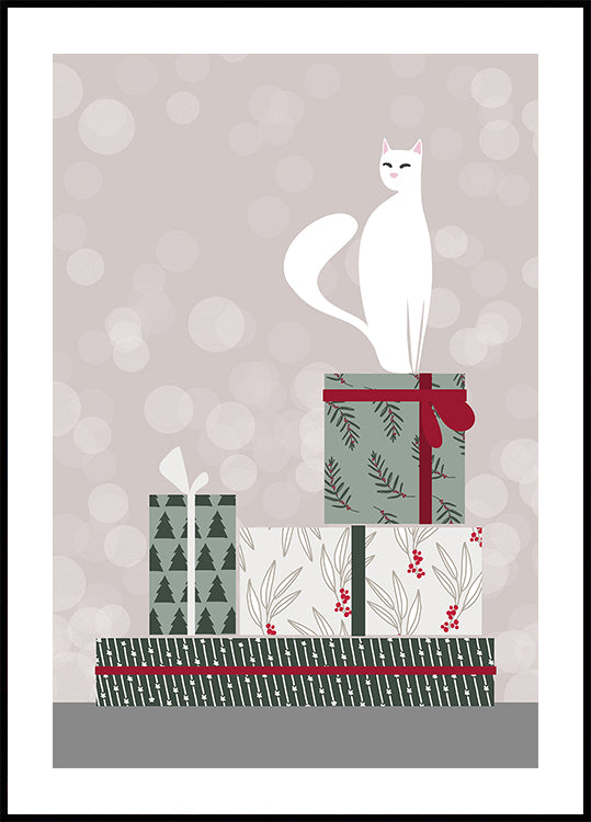 Retro cat and gifts Plakat - Posterbox