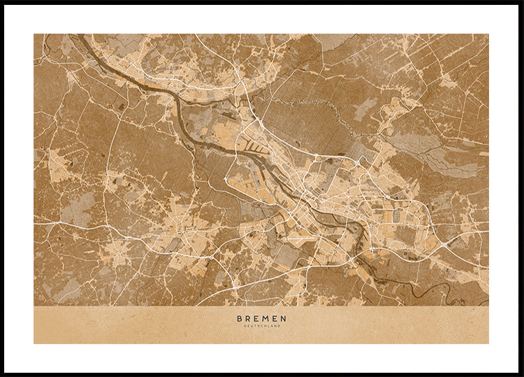 Sepia vintage map of Bremen Germany Plakat - Posterbox