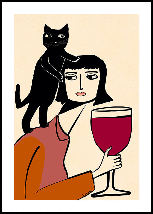 Wine and cat lover Plakat - Posterbox