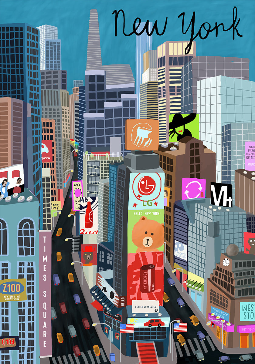 Times Square, New York Illustrazione dell'artista Carla Daly