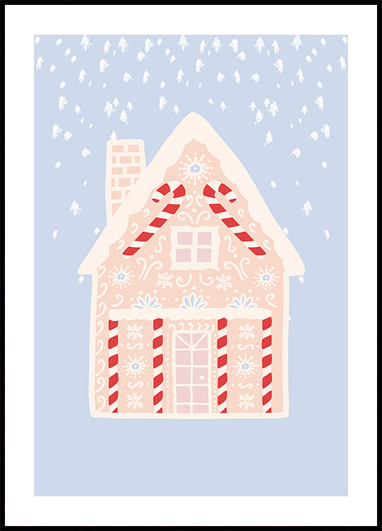 Blue Gingerbread House Plakat - Posterbox