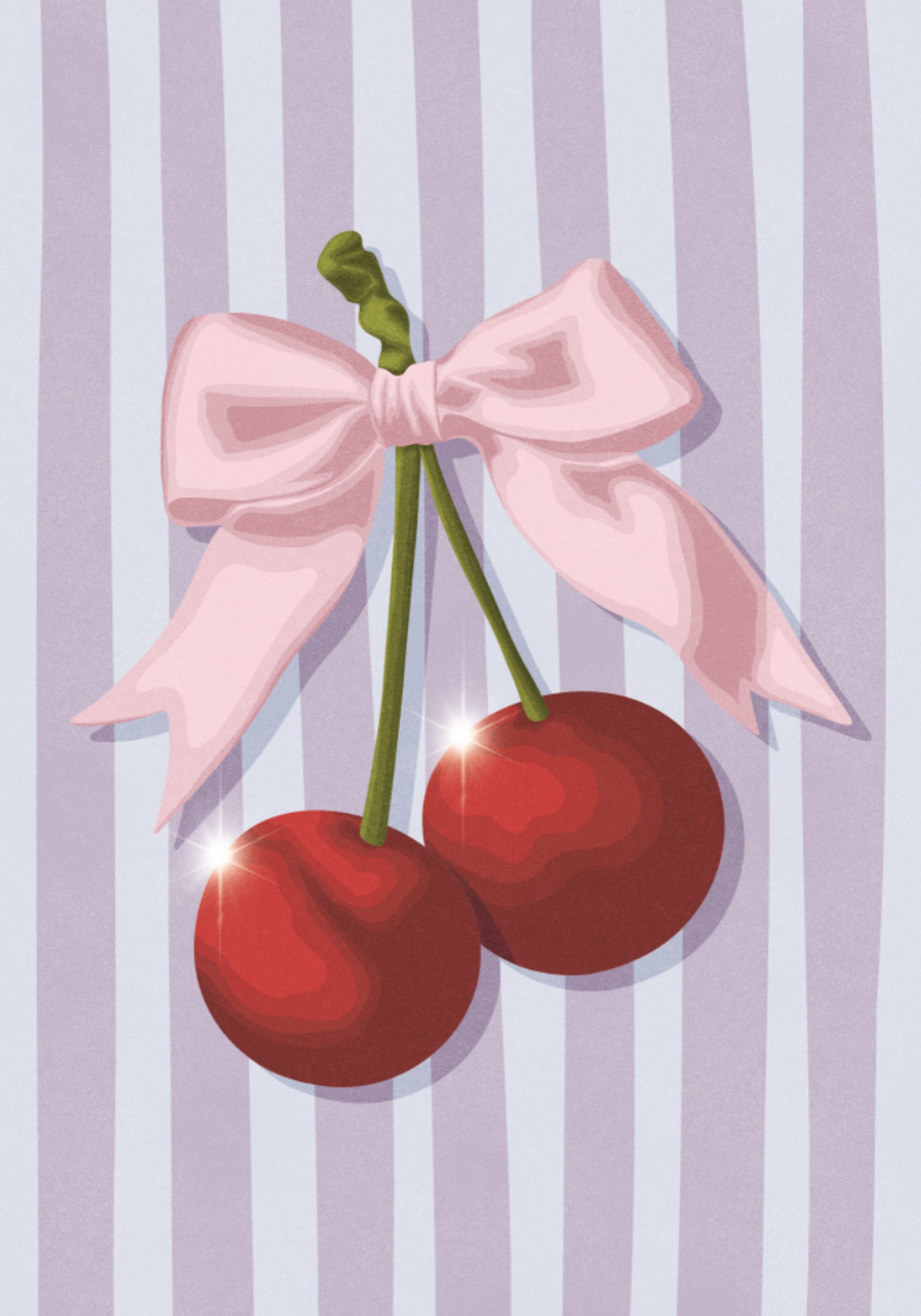 Ciliegie dolci con fiocco rosa