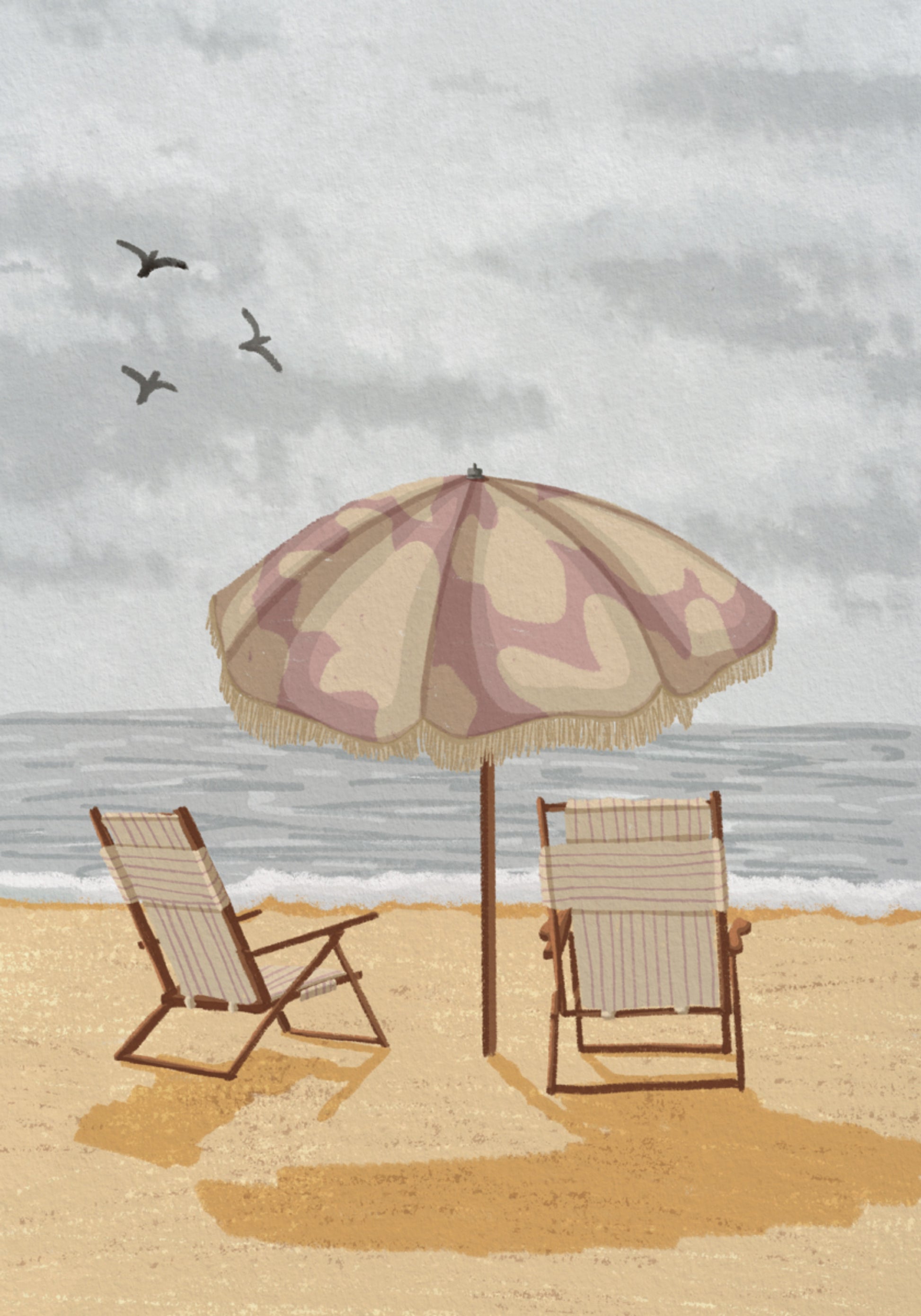 Sedie con ombrellone al mare
