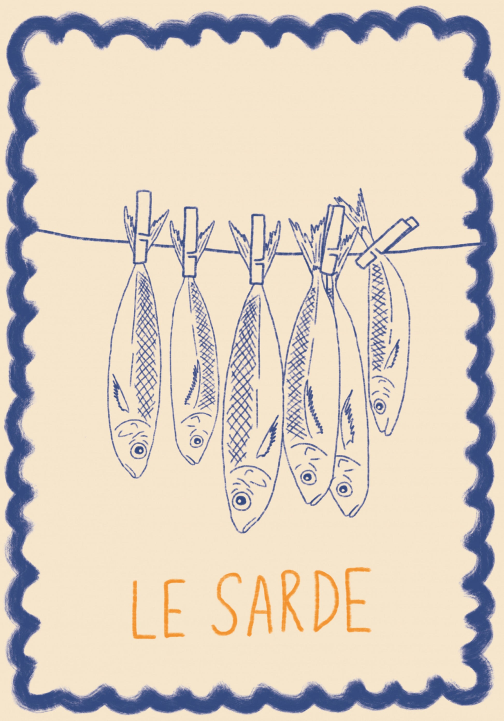 Illustrazione rustica delle sardine
