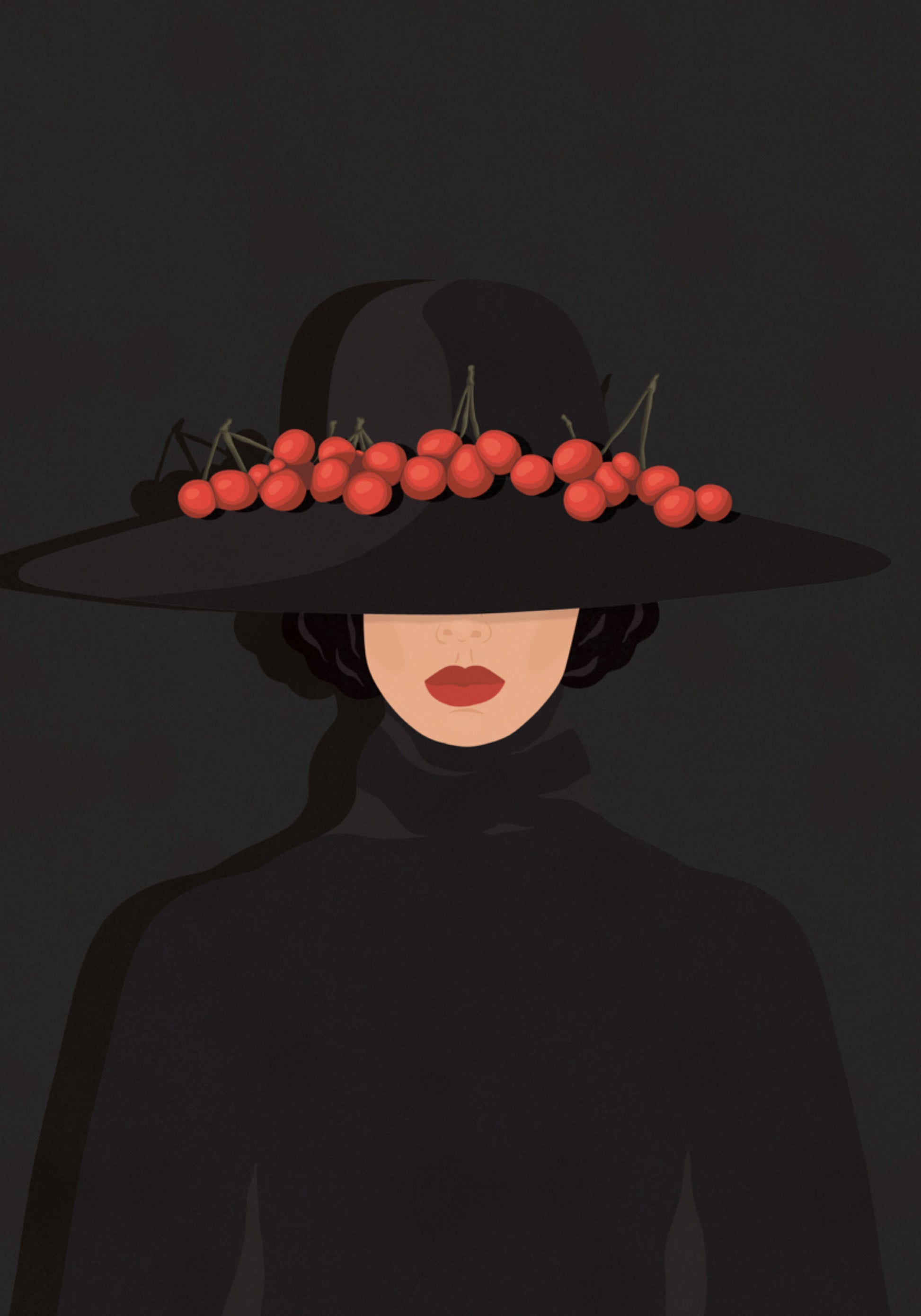 Elegante donna in ciliegia