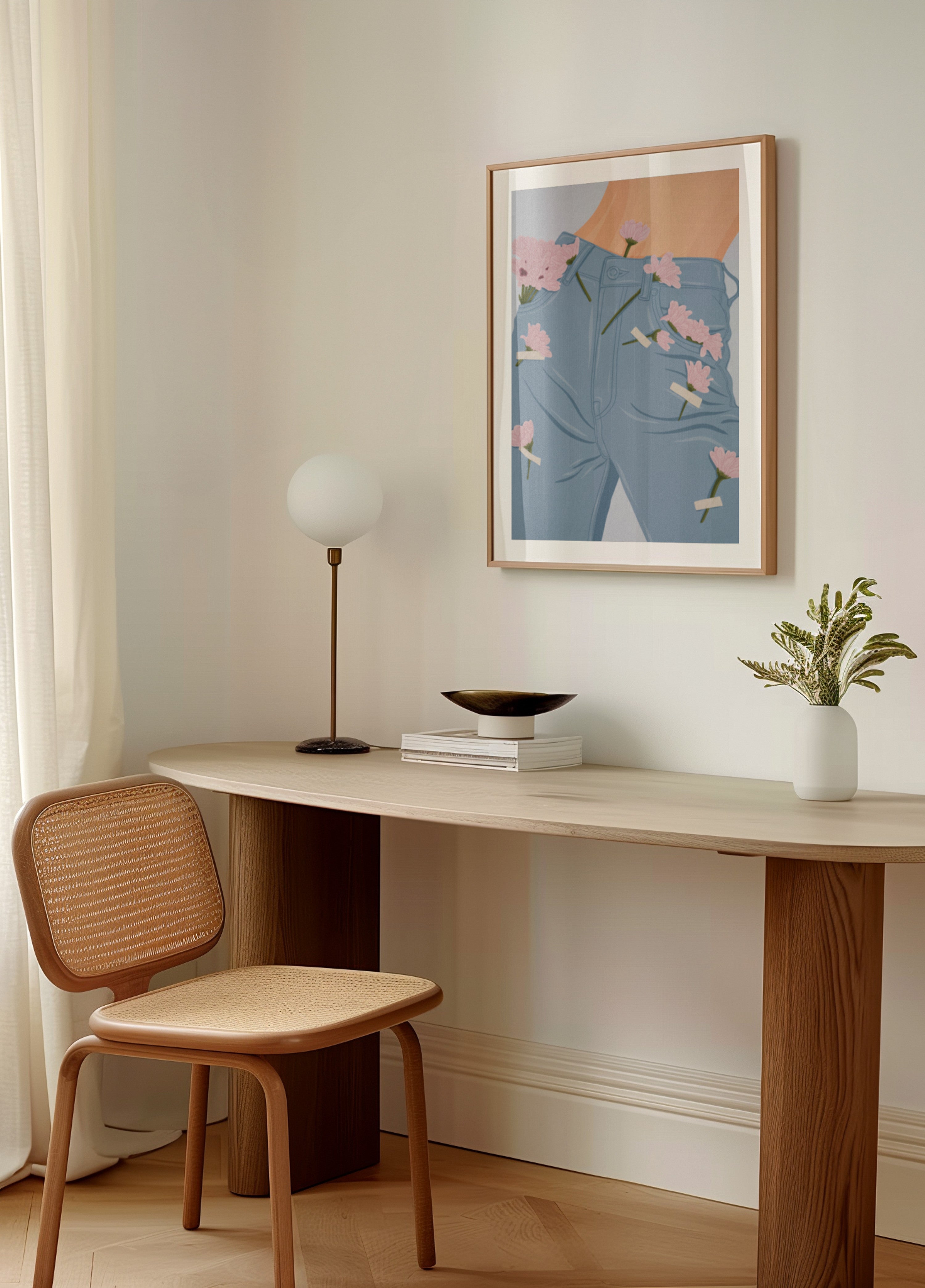 Fiori rosa sui jeans