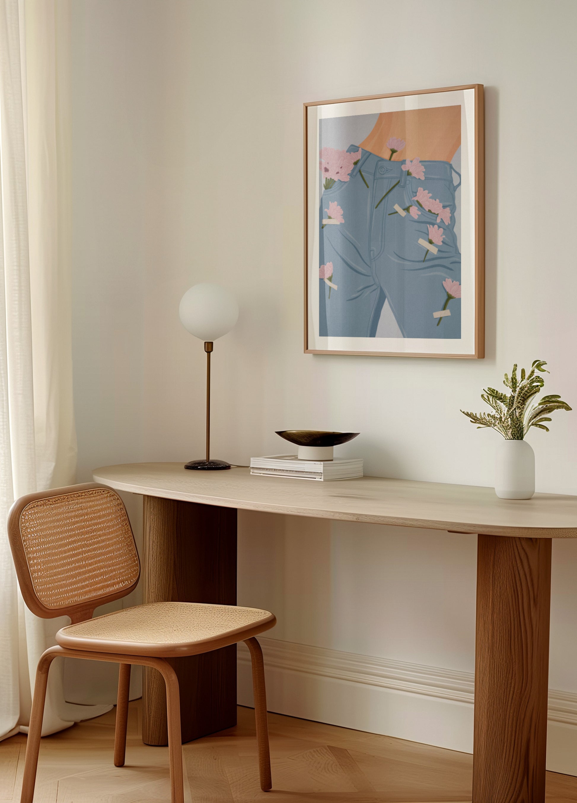 Fiori rosa sui jeans
