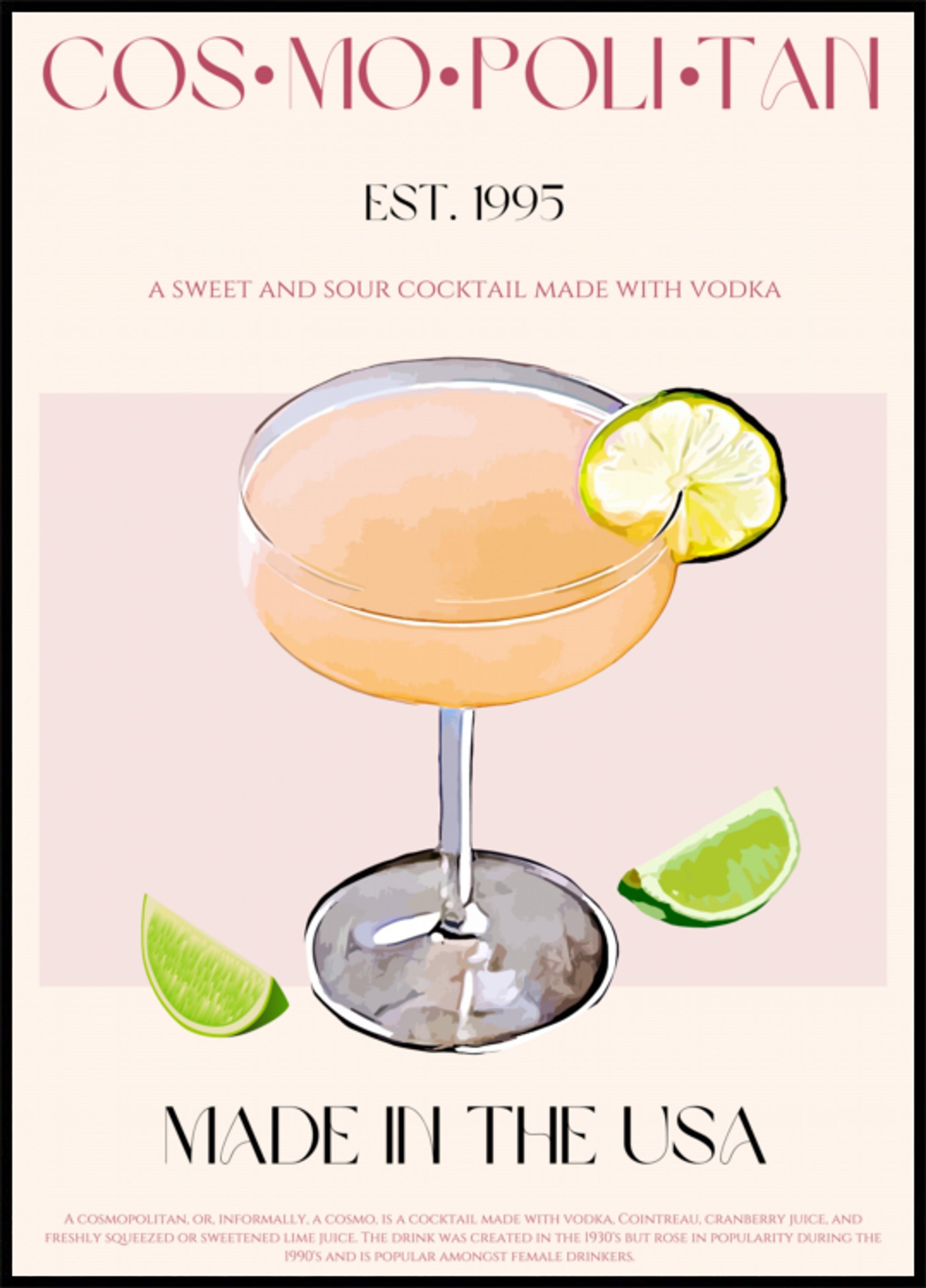 Cocktail cosmopolita con lime