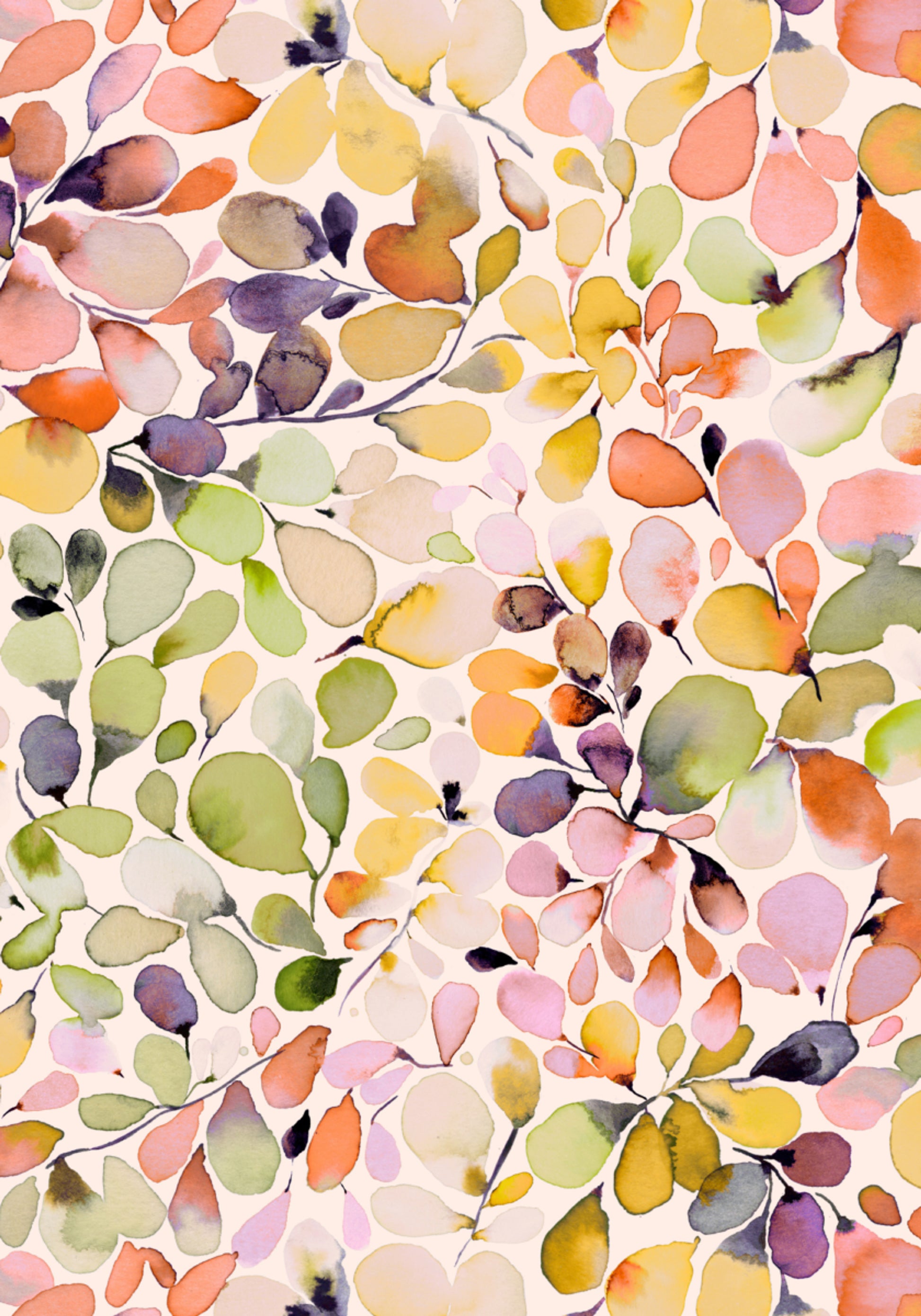 Foglie colorate ad acquerello