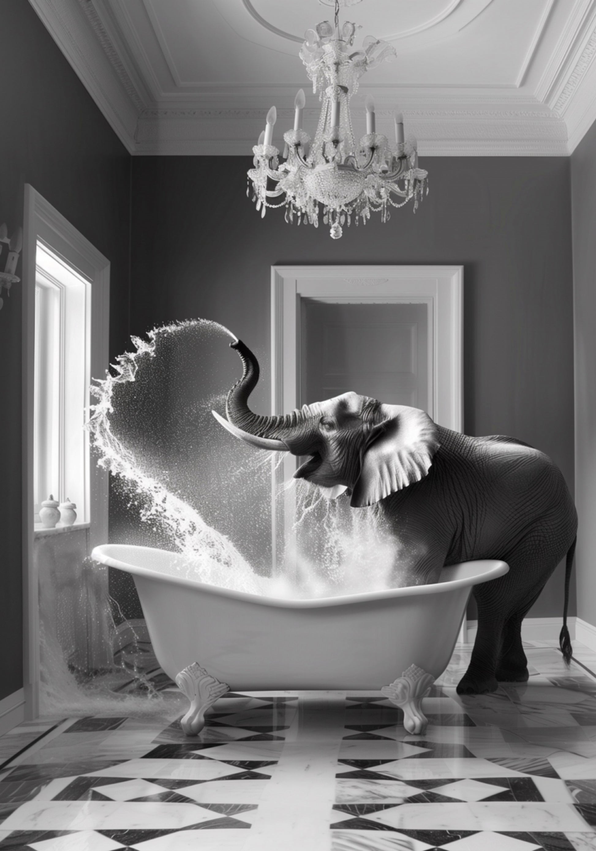 Bagno giocoso dell'elefante