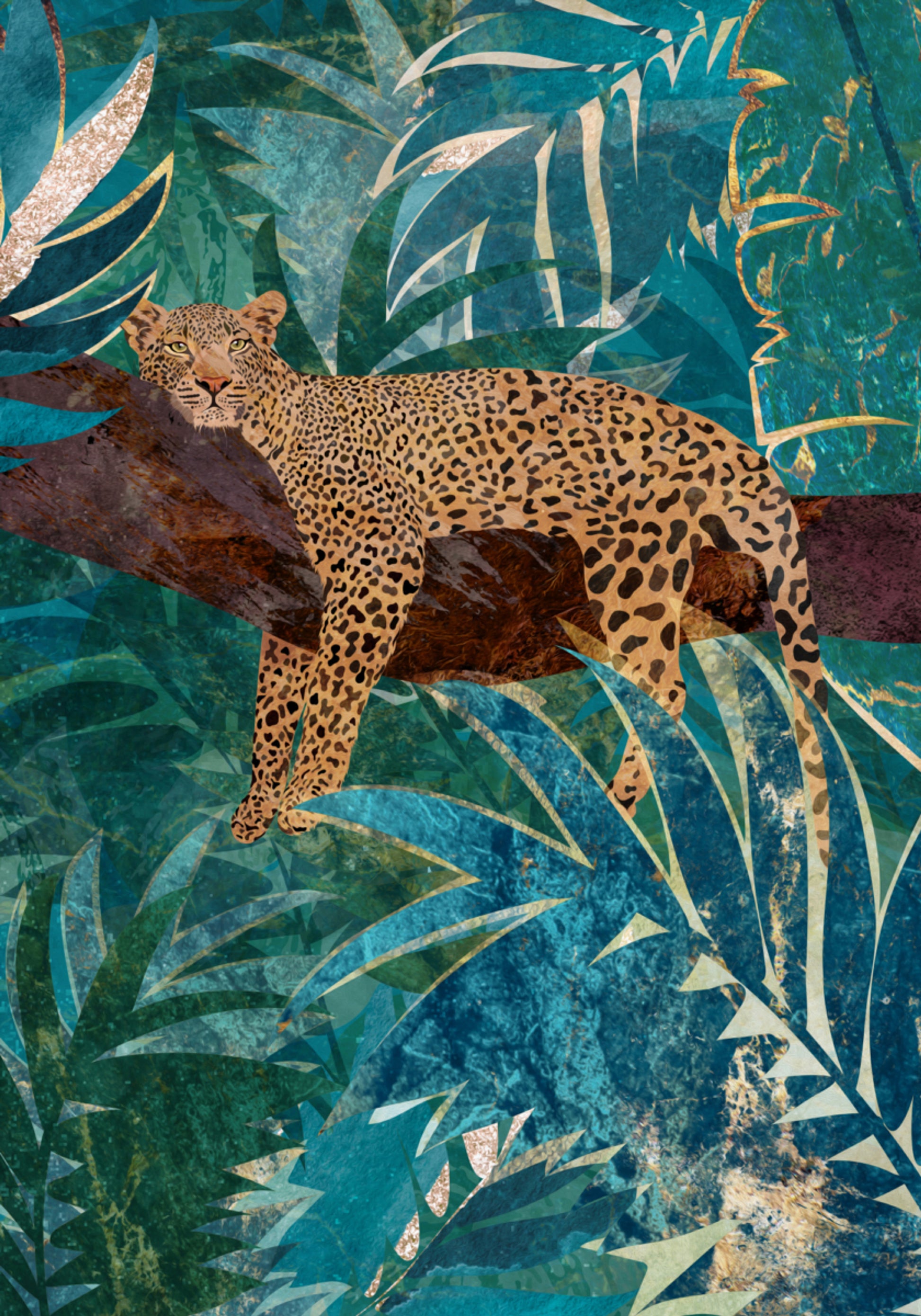 Leopardo della giungla verde acqua