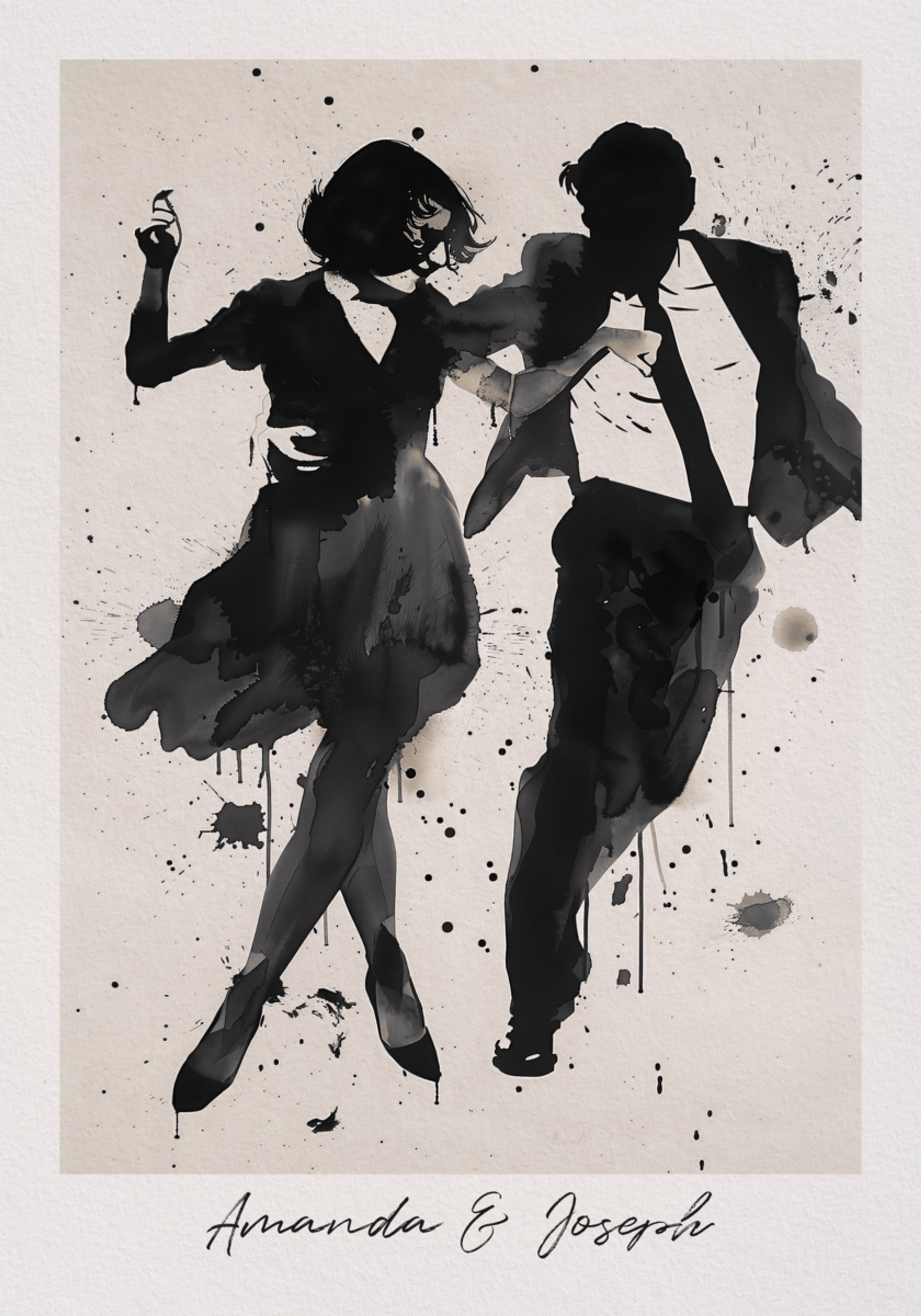 Silhouette di una coppia danzante Arte inchiostro